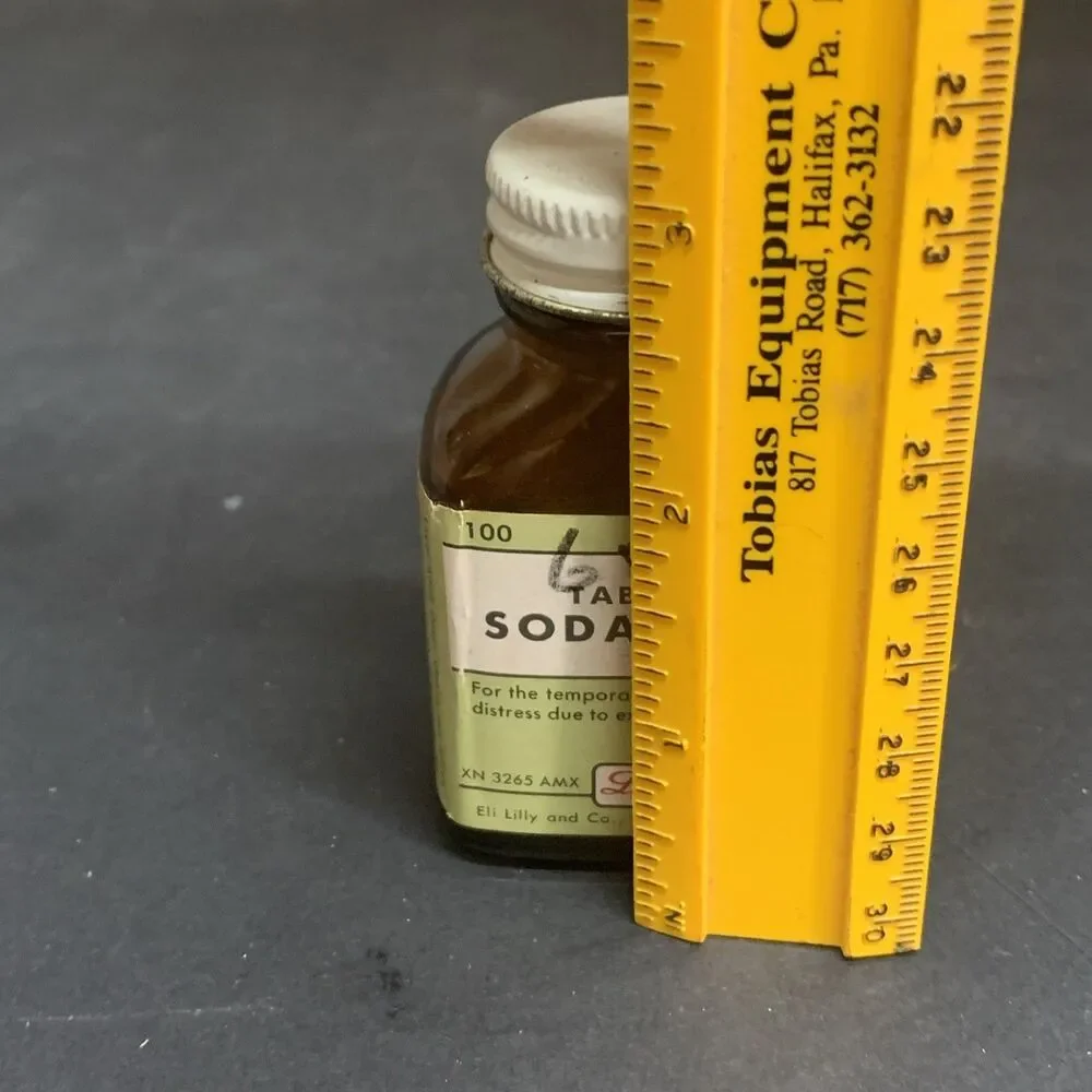 VTG Eli Lilly & Co. Soda Mints Bottle - Some Contents
